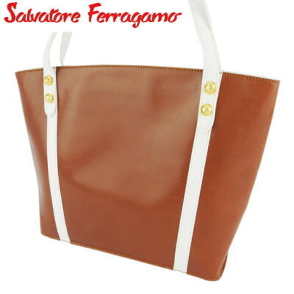 Salvatore Ferragamo Handbags - Salvatore Ferragamo long Shoulder Bag shoe motif brown white leather